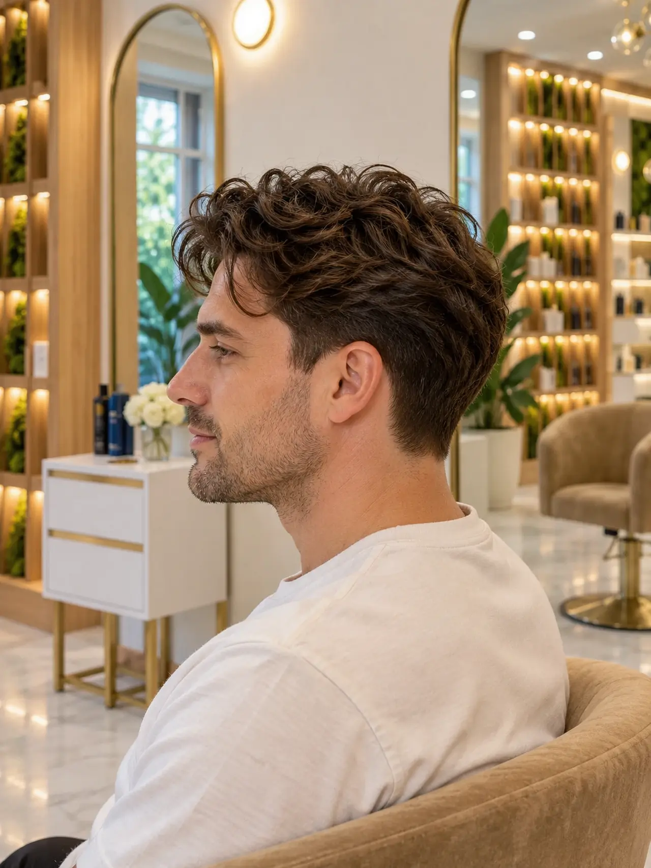 A textured men’s scissor cut with a soft taper