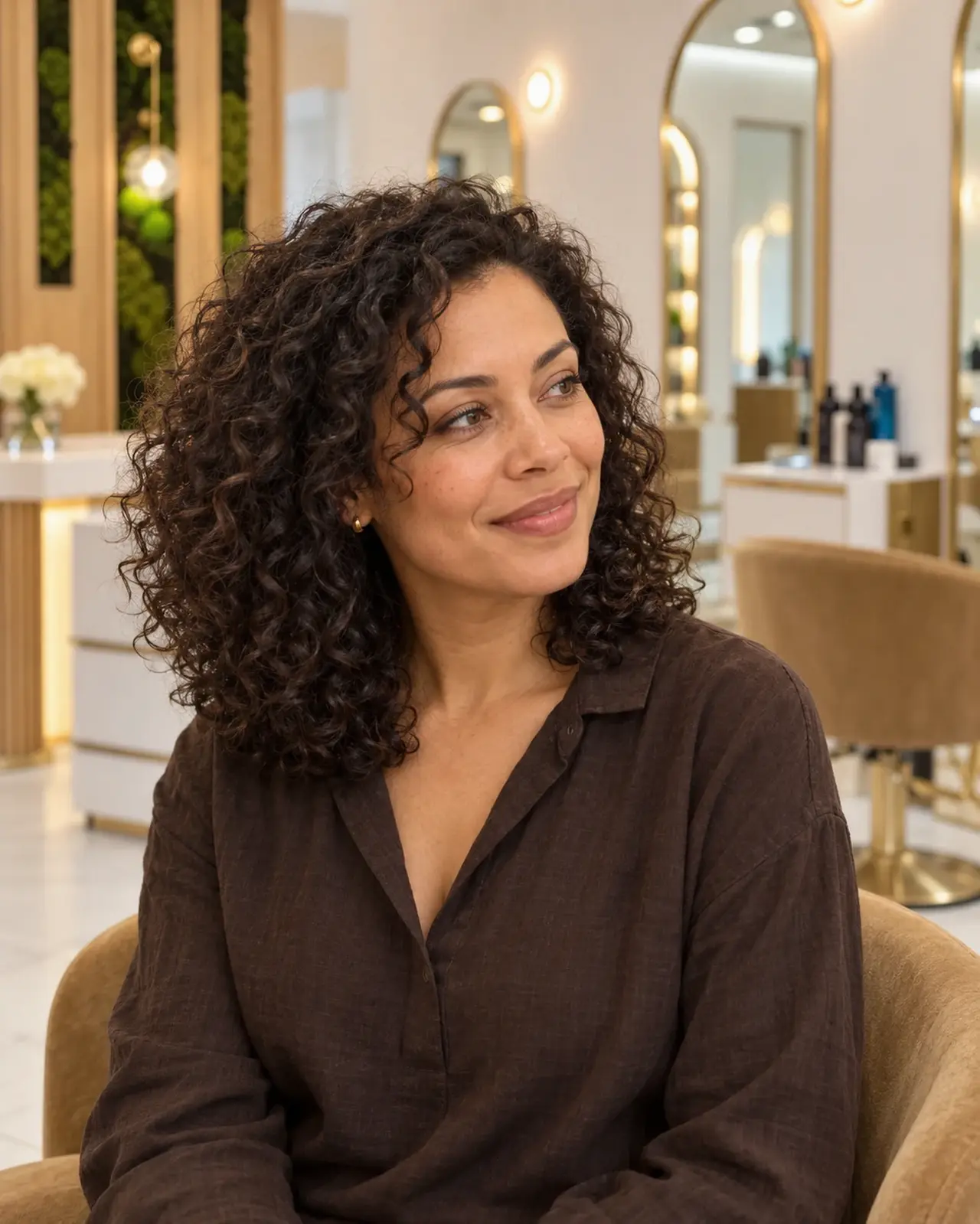 Fine highlights following the natural movement of curls