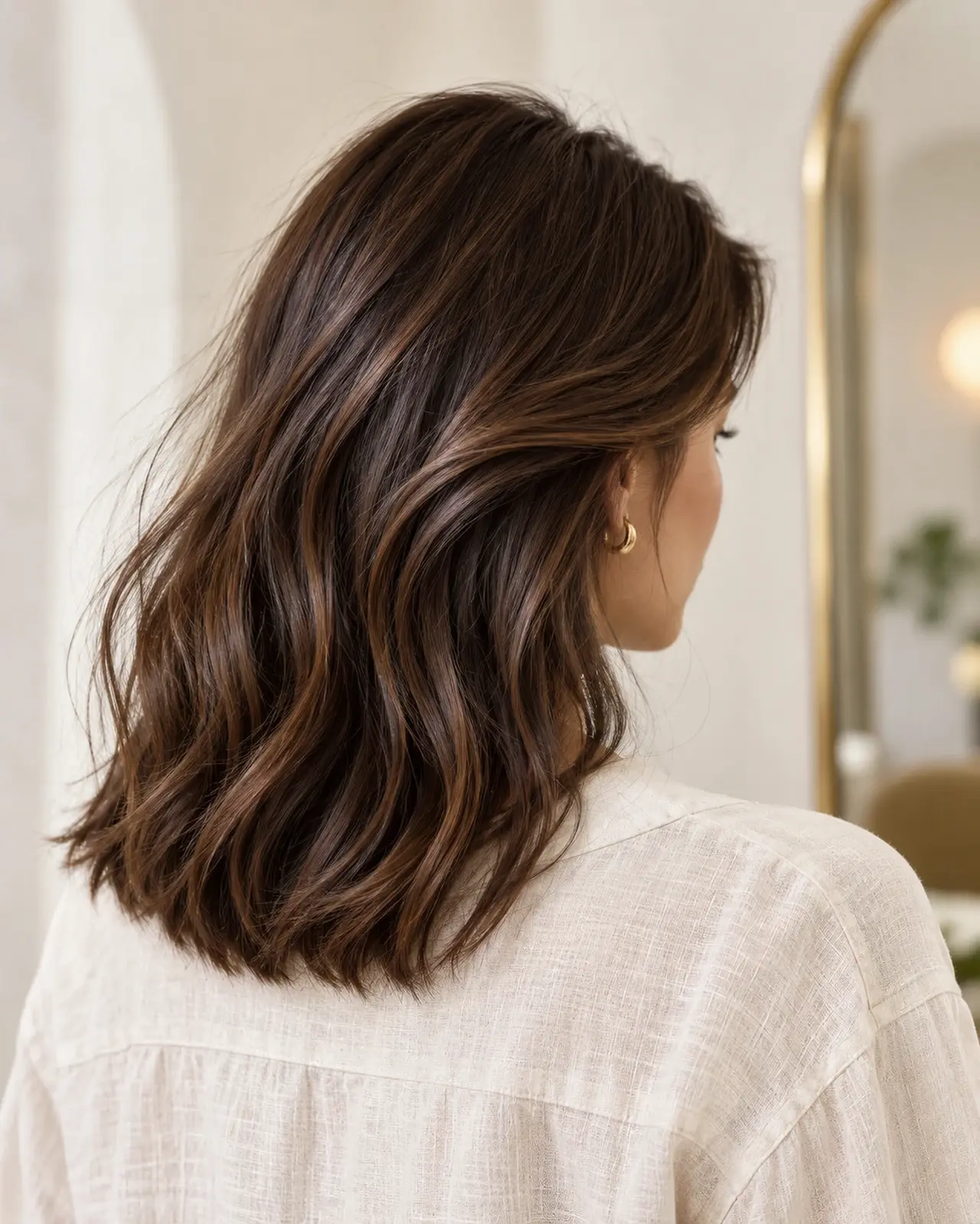 Soft brunette waves in natural light
