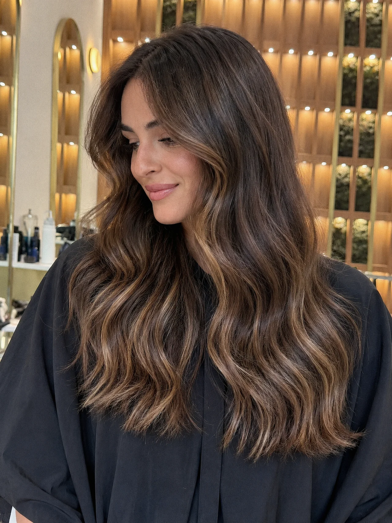 Long chestnut layers with soft movement and natural texture